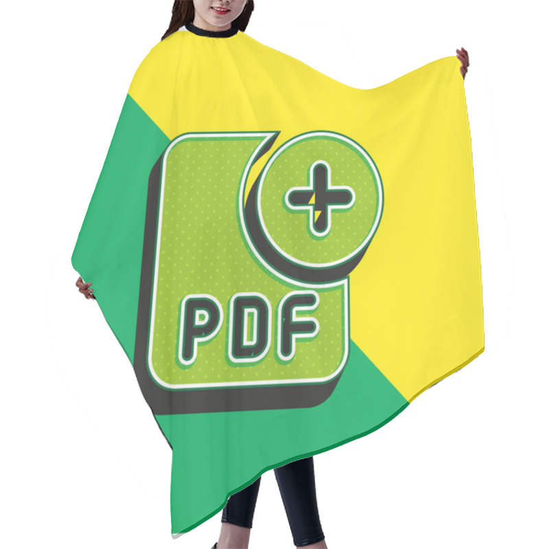 Personality  Add Green And Yellow Modern 3d Vector Icon Logo Hair Cutting Cape