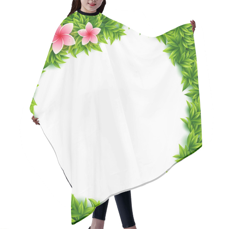 Personality  Fresh Green Leaves And Tropical Flowers Frame Hair Cutting Cape