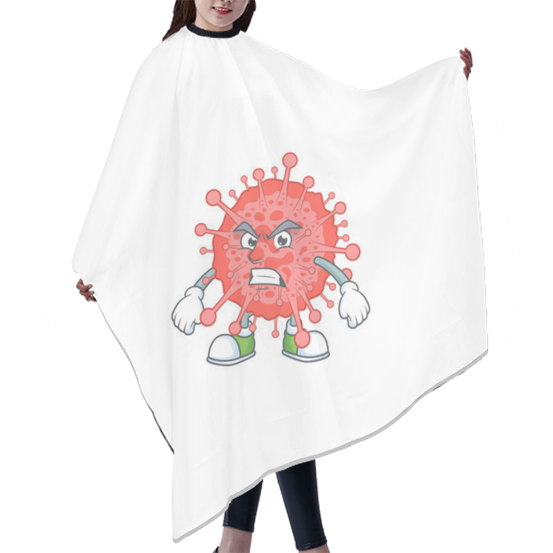 Personality  Charming Coronavirus Disaster Mascot Design Style Waving Hand. Vector Illustration Hair Cutting Cape