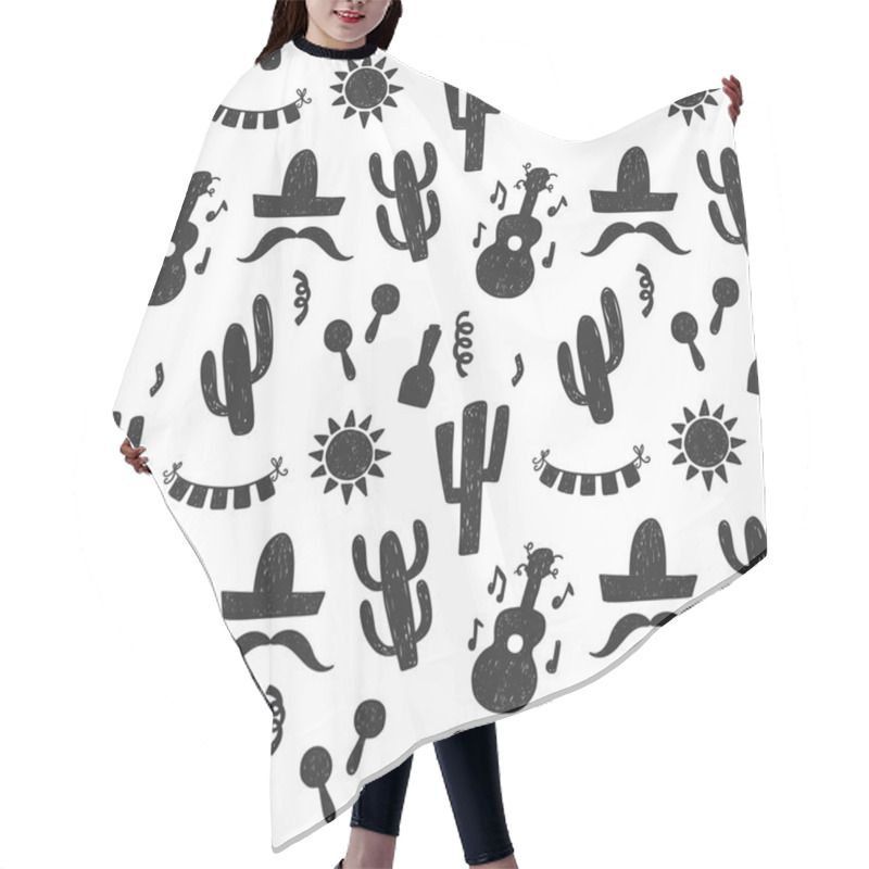 Personality  Mexican Doodle Seamless Pattern Hair Cutting Cape