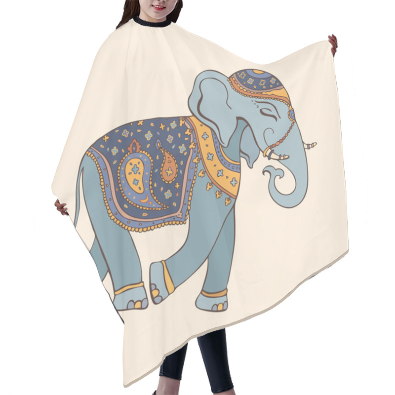 Personality  Elephant. Indian Style. Decorative Vector Illustration. Hair Cutting Cape