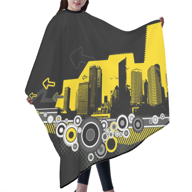 Personality  Illustration Of City With Skyscrapers. Vector Hair Cutting Cape