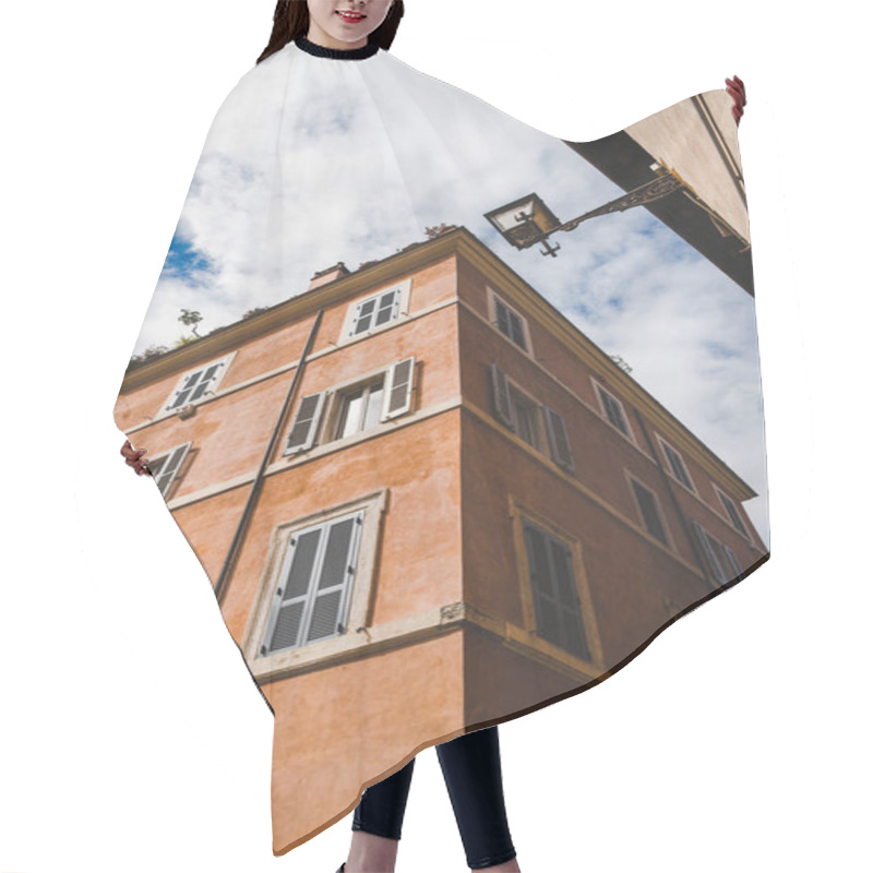 Personality  Bottom View Of Ancient Building On Street Of Rome On Cloudy Day, Italy Hair Cutting Cape