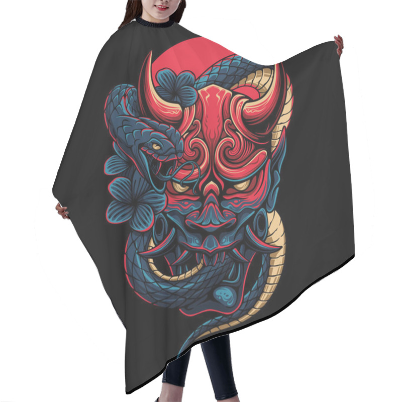 Personality  Colorful The Devils Mask With A Snake Wrapped Around It On A Circle Background For T Shirt Design Hair Cutting Cape