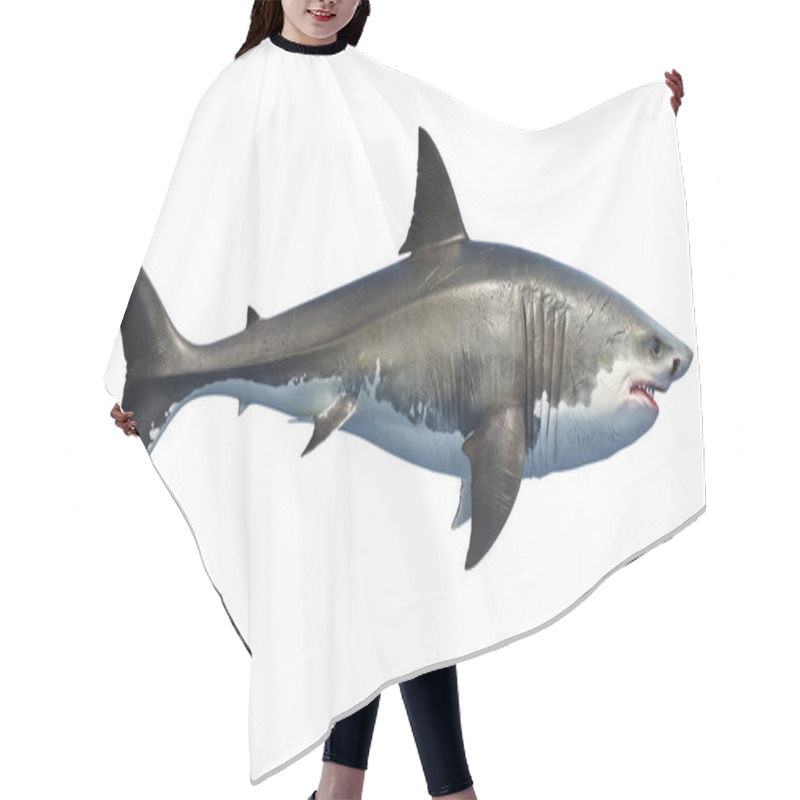 Personality  White Shark Marine Predator Big, Side View Hair Cutting Cape