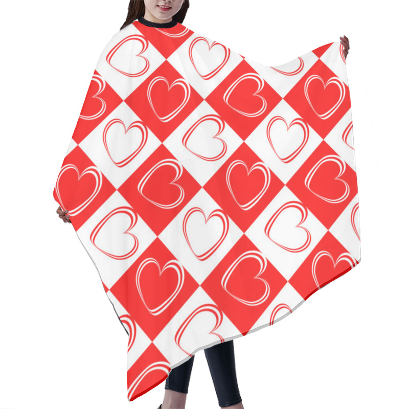 Personality  Design Seamless Red Hearts Pattern Hair Cutting Cape