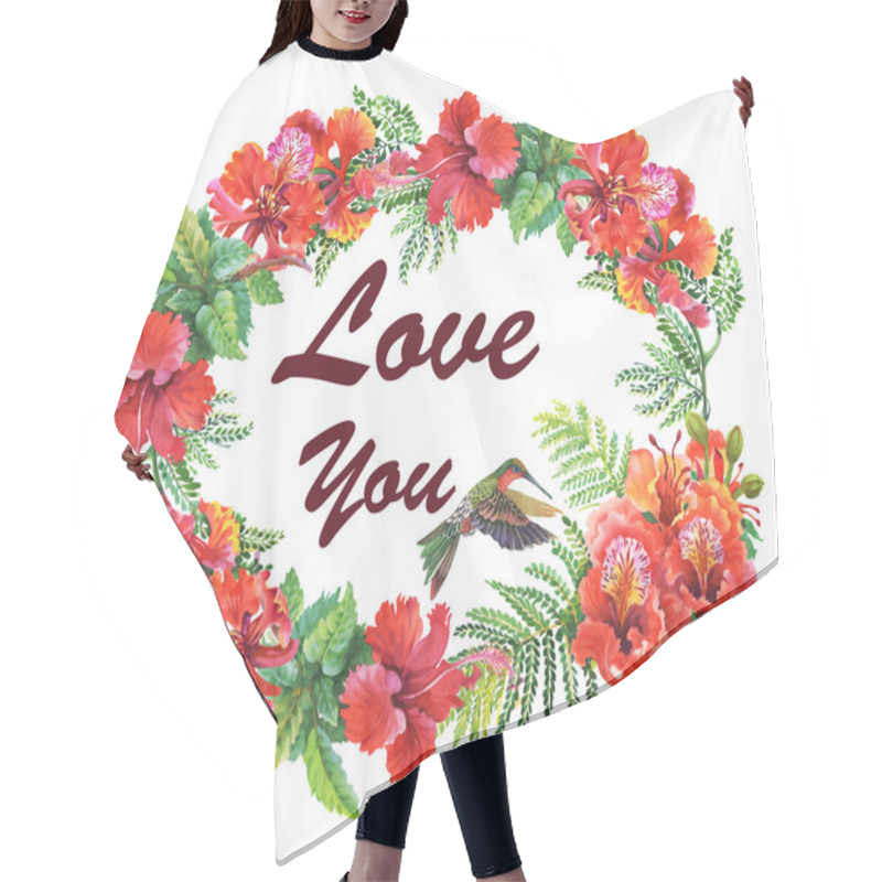 Personality  Greeting Card With Blooming Flowers Hair Cutting Cape