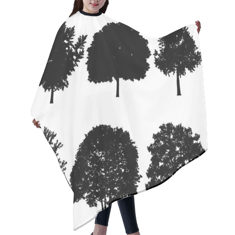 Personality  Tree Silhouettes Vector Illustration Hair Cutting Cape