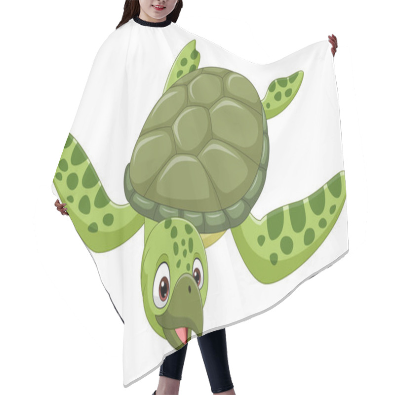 Personality  Vector Illustration Of Cartoon Sea Turtle On White Background Hair Cutting Cape