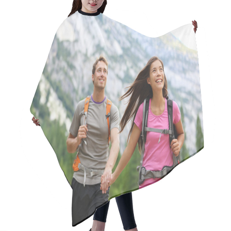 Personality  Happy Couple Of Hikers Hiking In Yosemite Hair Cutting Cape