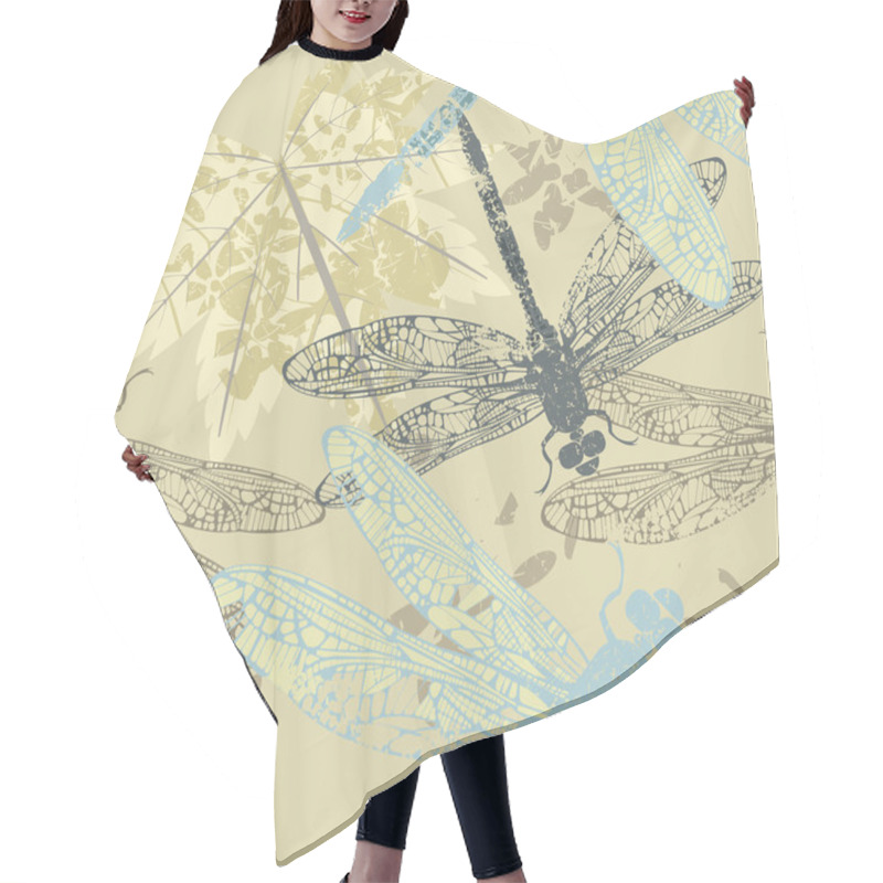 Personality  Autumn Pattern With Maple Leaf And Dragonfly's Hair Cutting Cape