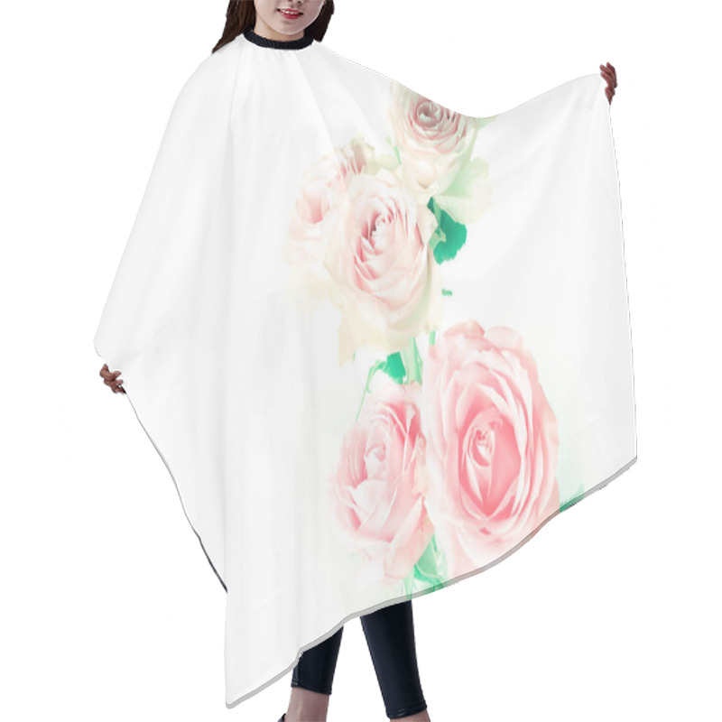 Personality  Delicate Pastel Roses On A White Background Hair Cutting Cape