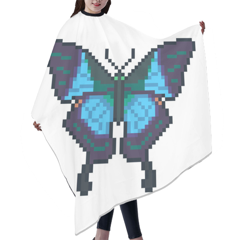 Personality  Pixel Art Vector Peacock Butterfly Isolated On White Background. Hair Cutting Cape