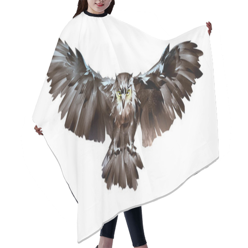 Personality  Painted Flying Bird Owl Front On White Hair Cutting Cape