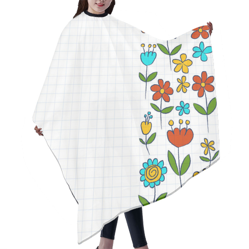 Personality  Vector Set Of Doodle Flowers Hair Cutting Cape