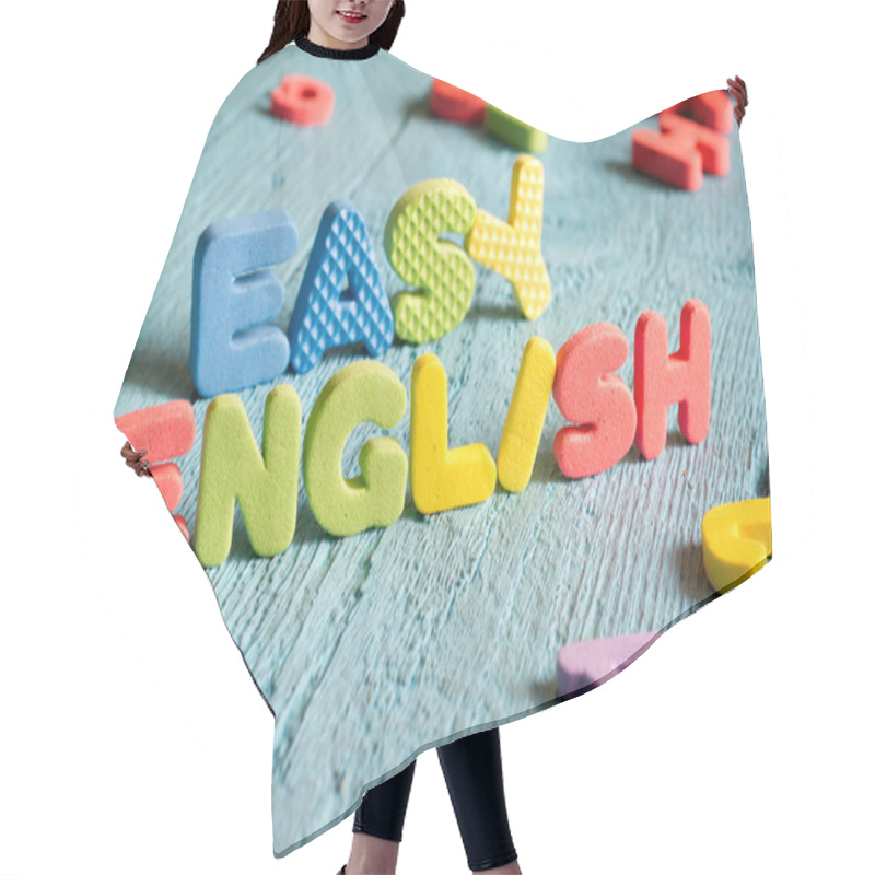 Personality  English Is Easy To Learning Concept With Letters On Blue Boards Hair Cutting Cape