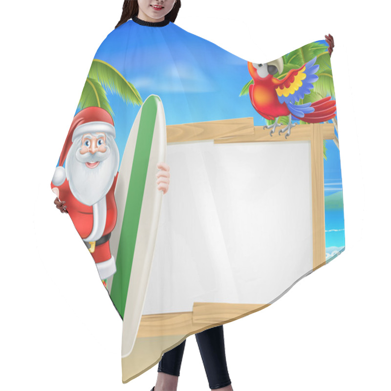 Personality  Surf Board Santa Tropical Beach Sign Hair Cutting Cape