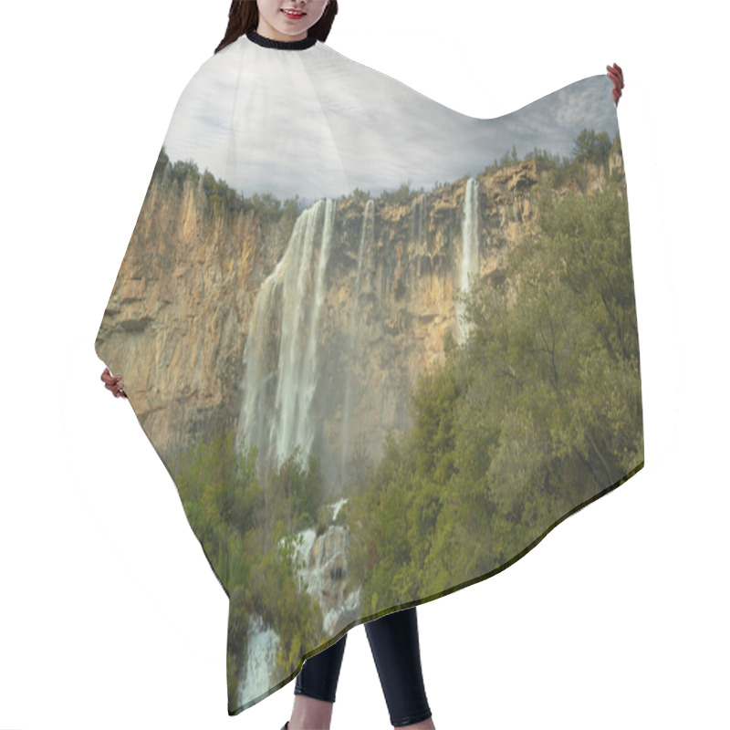 Personality  Scenic View Of A Waterfall Flowing Down A Rocky Cliff Surrounded By A Dense Forest, Creating A Breathtaking Natural Landscape Hair Cutting Cape