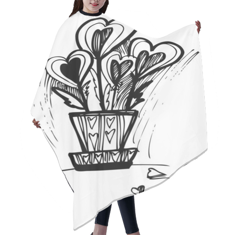 Personality  Drawing Hearts In The Pot For Valentine's Day Hair Cutting Cape