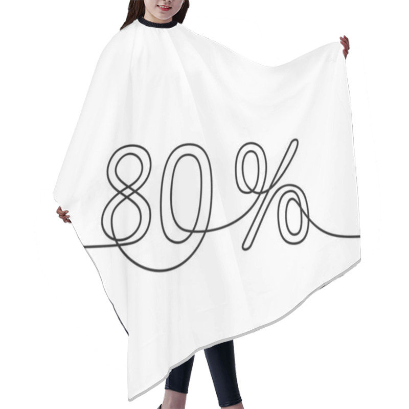 Personality  Continuous Line Drawing Of 80 Percent Sign, Black And White Vector Minimalistic Hand Drawn Illustration Hair Cutting Cape