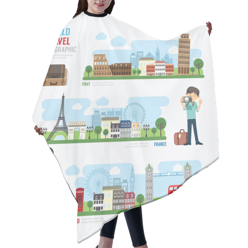 Personality  Travel And Europe Landmark  Infographic. Hair Cutting Cape