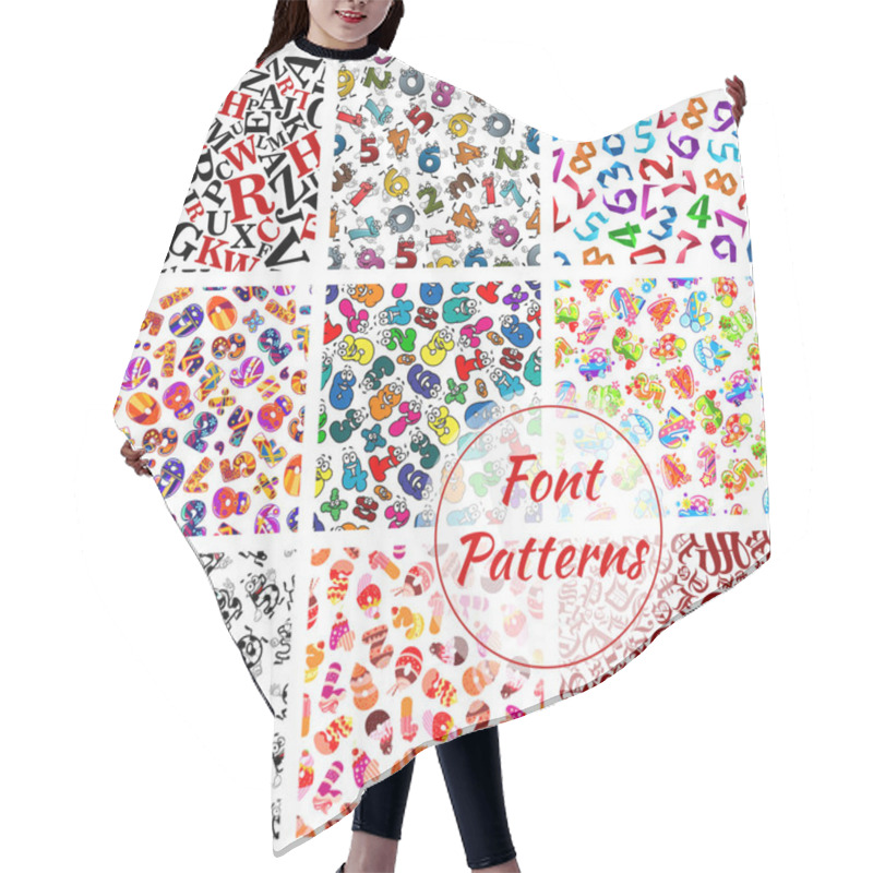 Personality  Font Patterns, Cartoon Alphabet Letters, Numbers Hair Cutting Cape