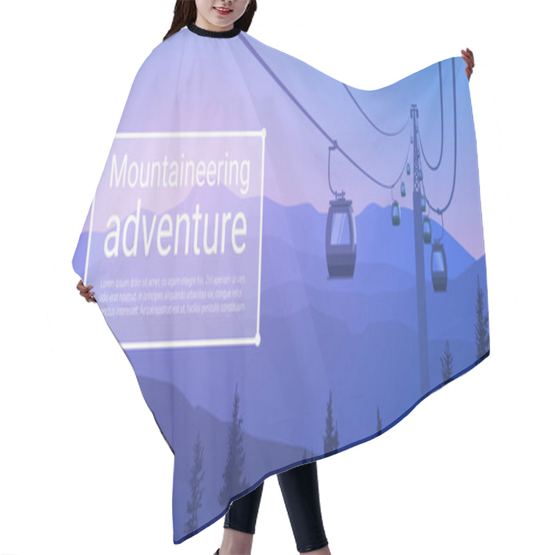 Personality  Cable Car Transportation Rope Way Over Mountain Hill Nature Background Banner With Copy Space Hair Cutting Cape