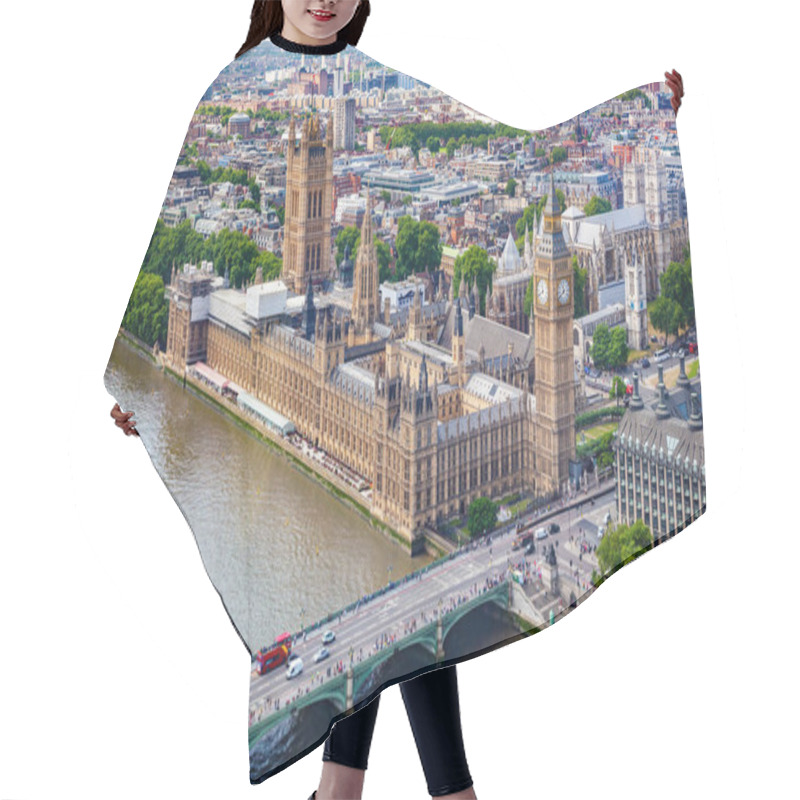 Personality  London Aerial View Of Big Ben, Westminster Bridge On River Thames. City Skyline Hair Cutting Cape