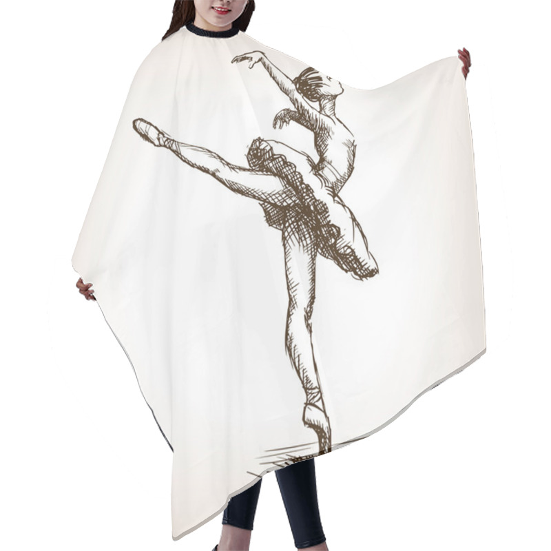 Personality  Ballet Dancer Girl Sketch Vector Hair Cutting Cape