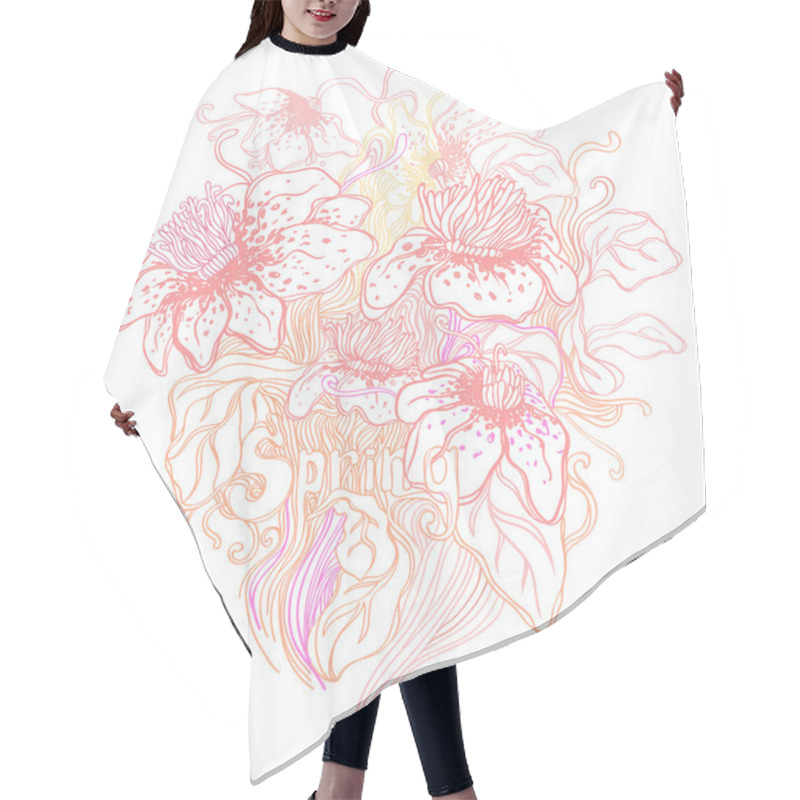 Personality  Soft Pink Floral Design Element Hair Cutting Cape