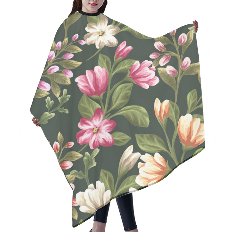 Personality  Seamless Pattern With Beautiful Flowers Hair Cutting Cape