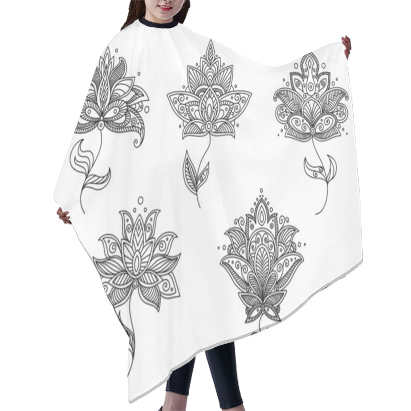 Personality  Black And White Floral Motifs Of Persian Style Hair Cutting Cape