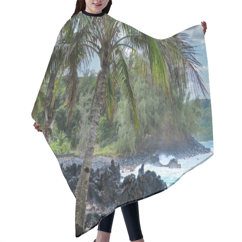 Personality  Palm Trees Tropical Ocean Beach Landscape Hair Cutting Cape