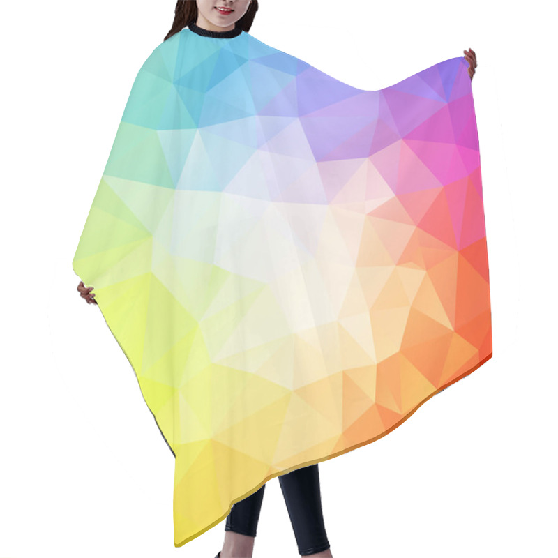 Personality  Vector Abstract Irregular Polygon Background With A Triangle Pattern In Light Pastel Full Color Spectrum With Reflection In The Middle Hair Cutting Cape