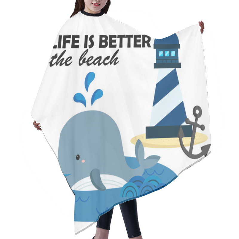 Personality  Beach And Whale Hair Cutting Cape