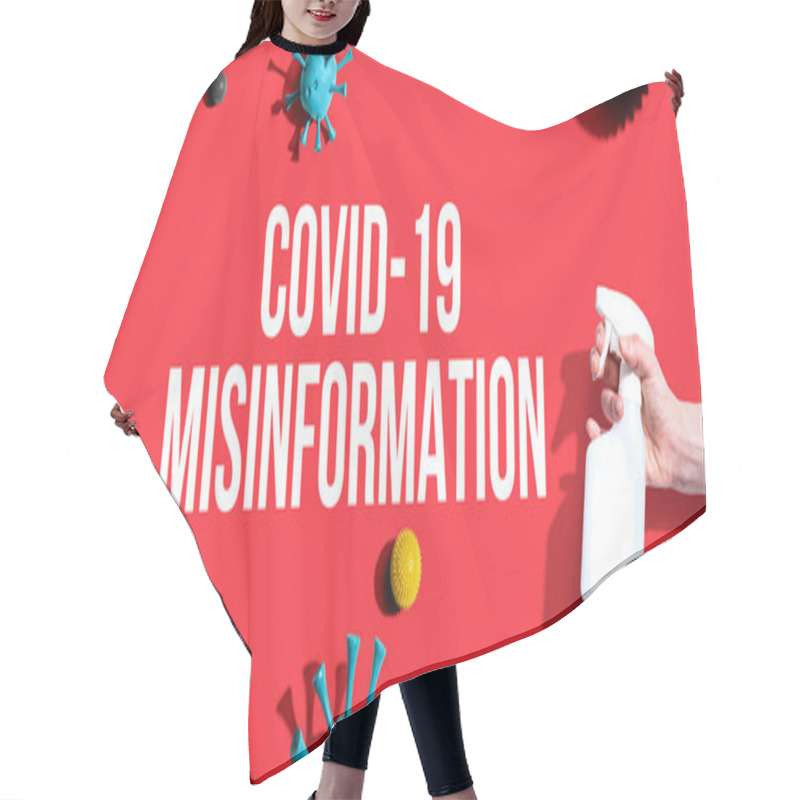 Personality  Covid-19 Misinformation Theme With Spray And Viruses Hair Cutting Cape