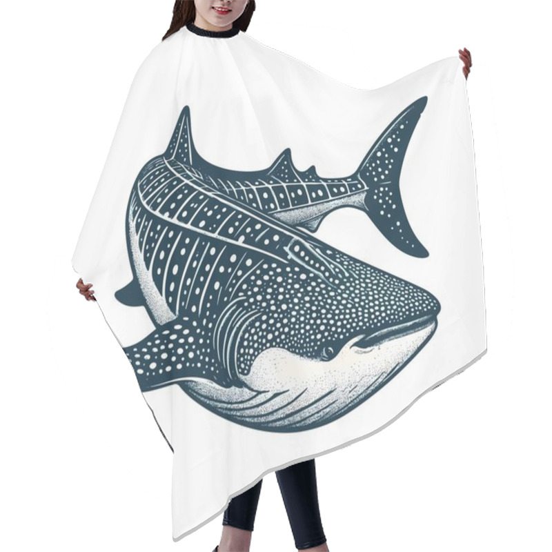 Personality  Whale Shark Hand Drawn Vector Illustration Hair Cutting Cape