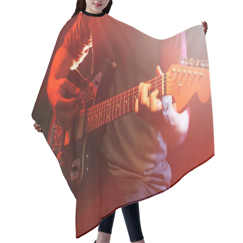 Personality  Young Man Playing On Guitar  Hair Cutting Cape