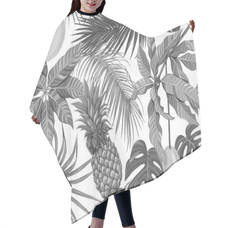 Personality  Seamless Pattern, Background With Tropical Plants Hair Cutting Cape