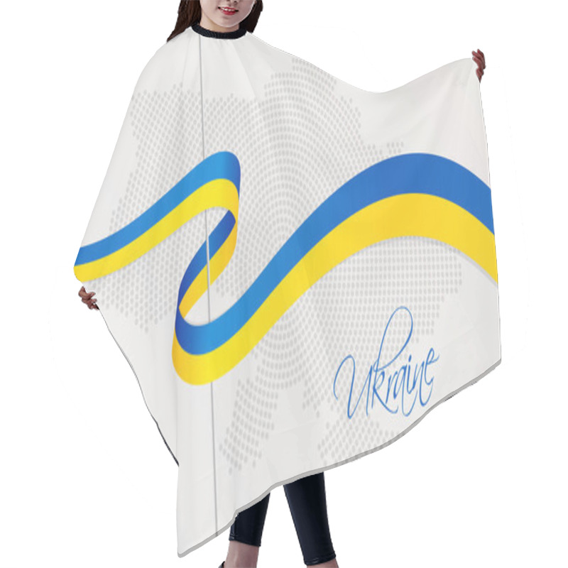 Personality  Wavy National Flag And Radial Dotted Halftone Map Of Ukraine Hair Cutting Cape