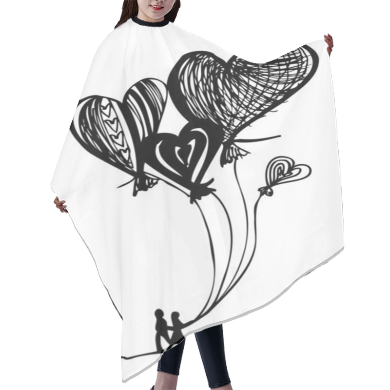 Personality  Flying Like A Balloon Drawing Hearts On Valentine's Day Hair Cutting Cape