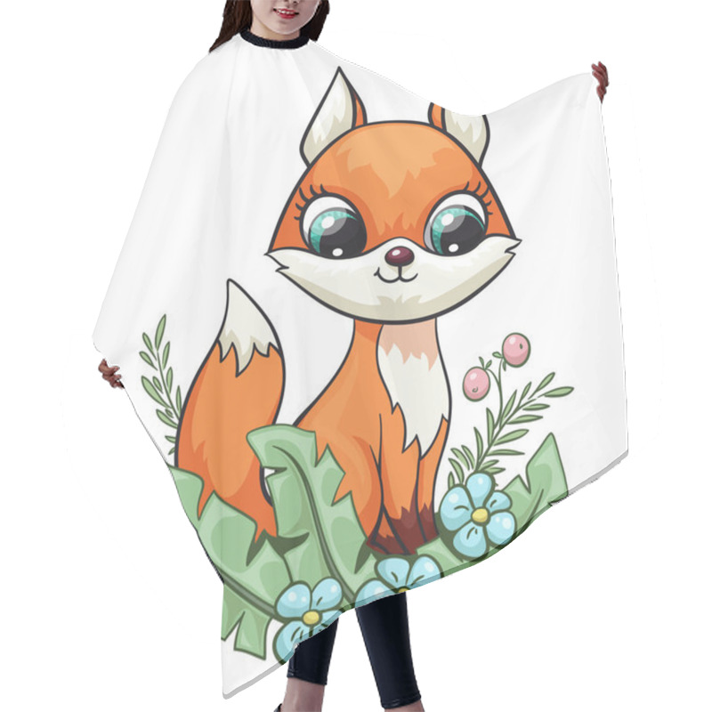 Personality  Fox Baby Cute Print. Sweet Tiny Cool Animal With Forest Flower Illustration Hair Cutting Cape