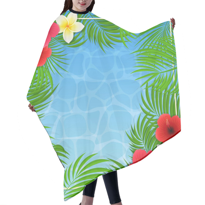 Personality  Hawaiian Flowers And Palm Leaves On Water Background Hair Cutting Cape