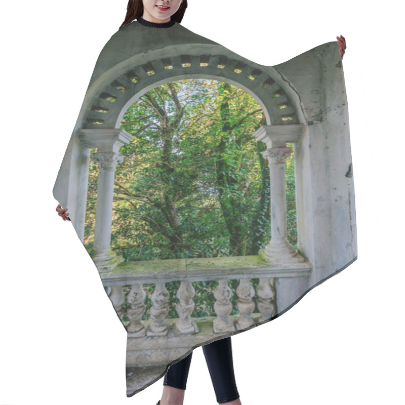 Personality  Old Overgrown Arched Balcony In Old Abandoned Mansion Hair Cutting Cape