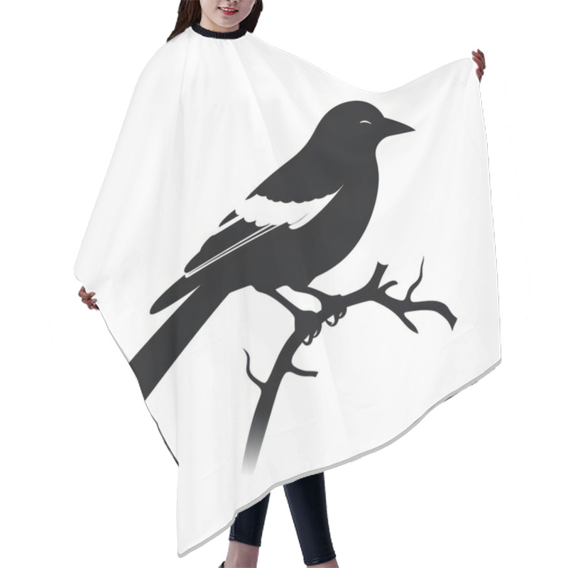 Personality  Silhouette Of A Blackbird Perched Gracefully On A Branch, Emphasizing Its Elegant Profile. Hair Cutting Cape