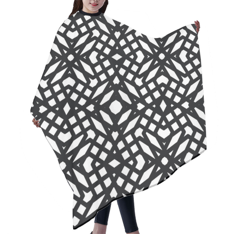 Personality  Monochrome Messy Seamless Pattern With Parallel Lines, Black And Hair Cutting Cape