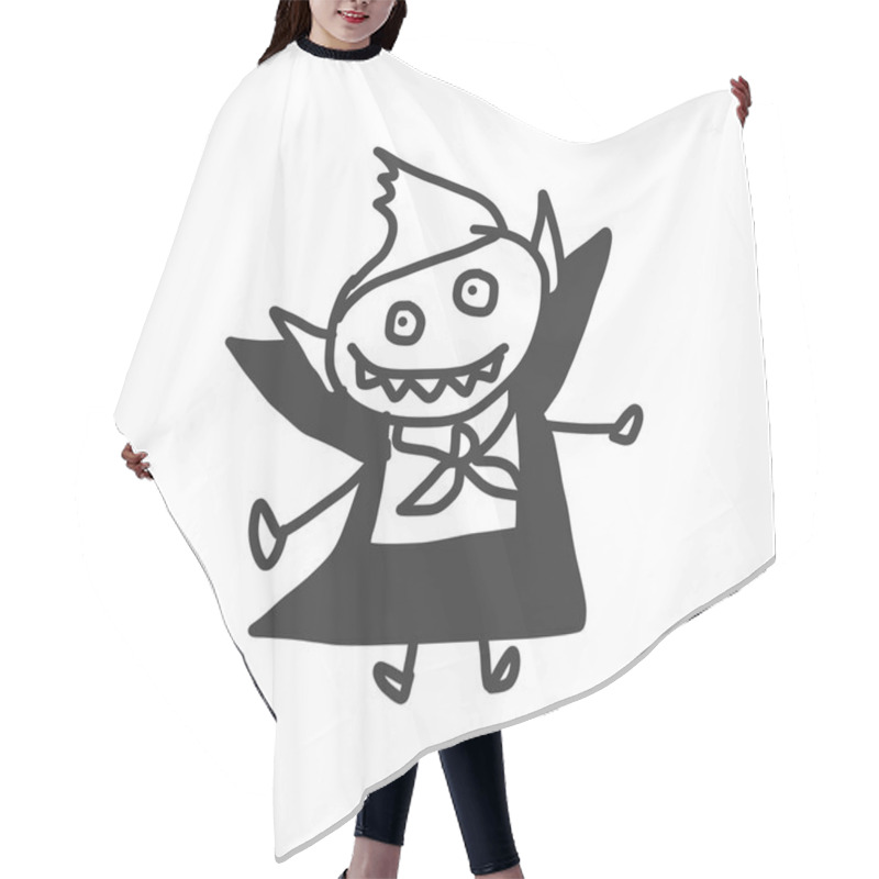 Personality  Vector Sketch Halloween Cartoon Hair Cutting Cape