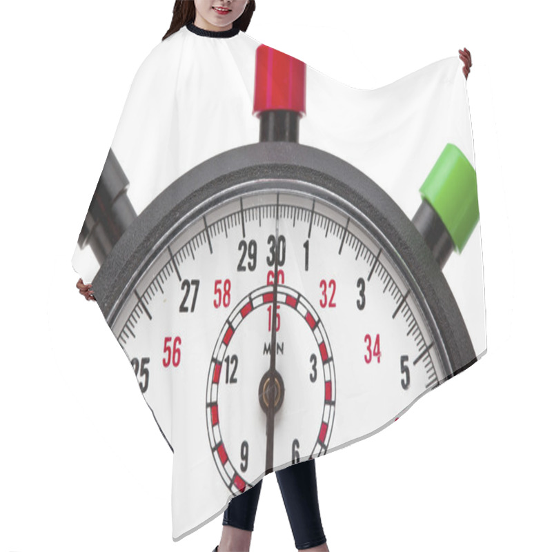 Personality  Cropped Image Of A Stopwatch With Buttons Hair Cutting Cape