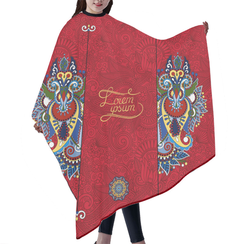 Personality  Red Floral Ornamental Template With Place For Your Text Hair Cutting Cape