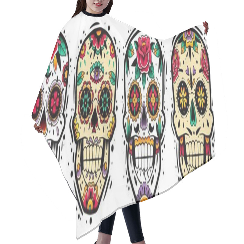 Personality  Mexican Skulls Set Hair Cutting Cape